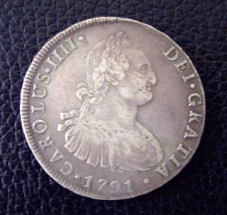 Bolivian 1791 8 Reales Silver Coin - Carolus Iiii Potosi Cond. photo