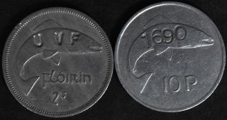 Ireland Irish Florin 2 Shilling 10 Pence 1690 Uvf Ulster Volunteer Force Stamped photo