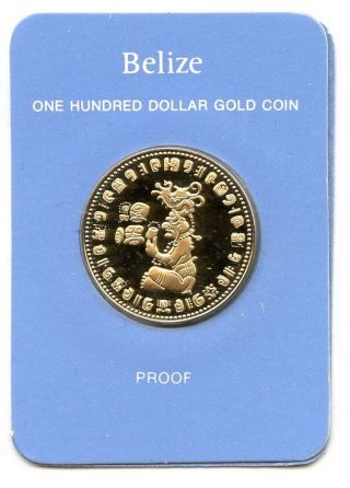 1978 $100 Proof Gold Coin Of Belize Box/coa Hucky photo
