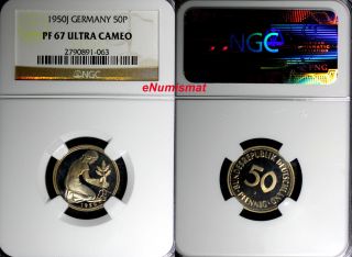 Germany Federal Republic Proof 1950 50 Pfennig Ngc Pf67 Ultra Cameo Km 109.  1 Nr photo