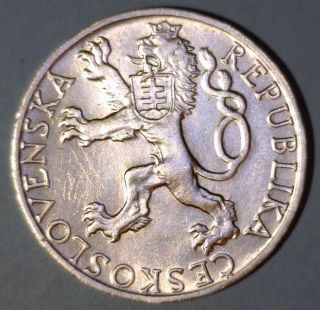 Czechoslovakia 50 Korun 1948 Uncirculated Silver Coin photo