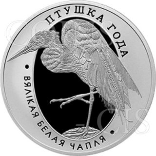 Belarus 2008 1 Ruble Great White Egret Bird Of The Year Proof - Like Cuni Coin photo
