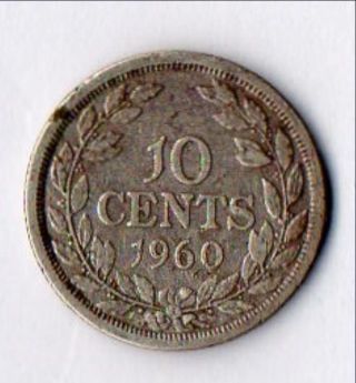 Circulated 10 Cent Silver Coin,  1960 photo