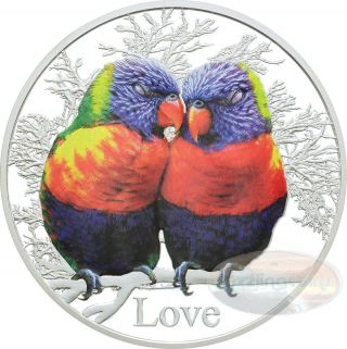 2015 Tokelau Rainbow Lorikeets 1 Oz Silver Color Proof Coin photo
