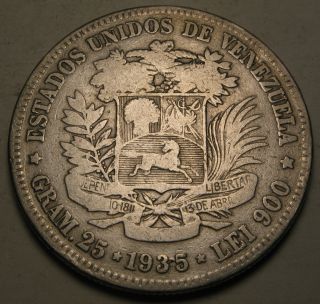 Venezuela Gram 25 (5 Bolivares) 1935 (p) - Silver 859 photo