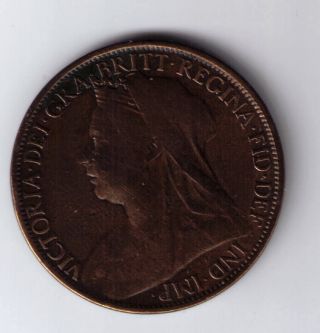 Great Britain One Penny Bronze,  1898 Queen Victoria photo