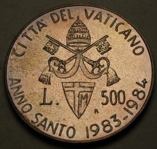 Vatican 500 Lire 1983/84 - Silver - Extraordinary Holy Year - Unc 883 photo