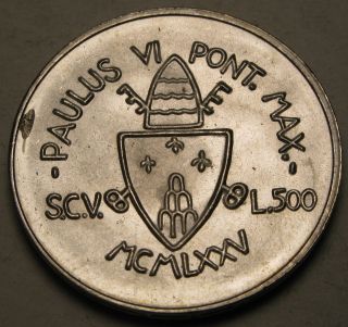 Vatican 500 Lire 1975 - Silver - Holy Year Forgiveness - Paul Vi.  - Aunc 871 photo