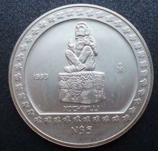 1993 Mexico Xochipilli 1 Oz Silver 5 Pesos photo