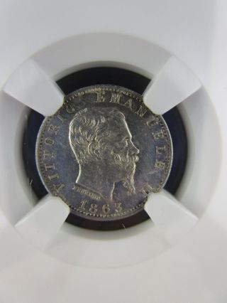 1863 M Italy 20 Centesimi Ngc Ms 62 photo