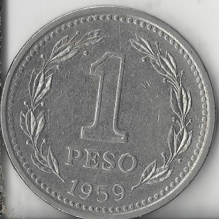 1959 Argentine 1 Peso.  Circulated. photo