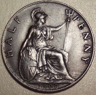 1900 Great Britain 1/2 Half Penny photo