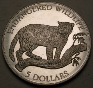 Niue 5 Dollars 1992 Proof - Silver - Endangered Wildlife - Elizabeth Ii.  840 photo