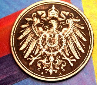 Xx - Rare 1911 - A German Empire Reich 1 Pfennig Copper Germany Coin Antique Ww1 Era photo