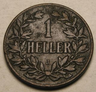 German East Africa 1 Heller 1907 J - Bronze - Wihelm Ii.  - Vf 824 photo
