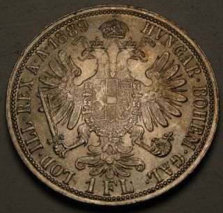 Austria 1 Florin 1889 - Silver - Franz Joseph I.  - Vf/xf 835 photo
