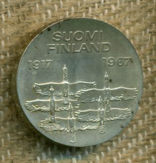 Finland Finnish Silver Coin 10 Markkaa Mk 50 Years Of Independence 1967 photo