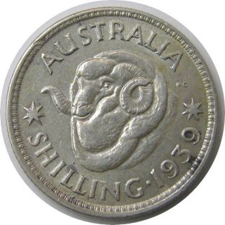 Elf Australia 1 Shilling 1939 (m) Ram World War Ii Key Date Special photo