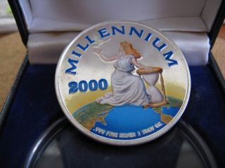 Republic Of Liberia $20 - Millennium 2000 (color Enamel Front) In Spring Lid Box photo