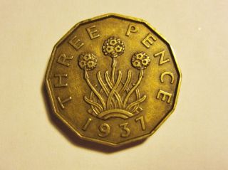 1937 Great Britain U K Three Pence George Vi Coin photo