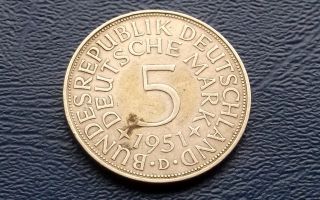 Silver 1951d Germany Federal Republic 5 Mark.  2250 Oz Asw Higher Grade Coin 265 photo