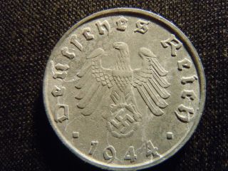 1944 - B - German - Ww2 - 10 - Reichspfennig - Germany - Nazi Coin - Swastika - World - Ab - 3030 - Cent photo