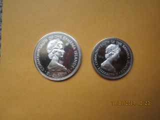 Bahamas 1972 50 Cent 80 Silver Coin And 1972 25 Cent Coin photo