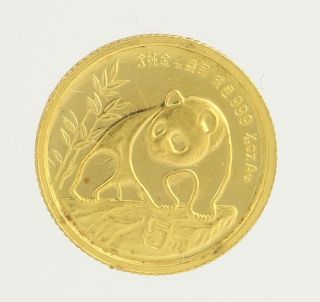 1990 Panda Coin - 1/20 Oz.  999 Yellow Gold Pure 5 Yuan Chinese Coin Investment photo