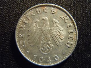 1940 - B - German - Ww2 - 50 - Reichspfennig - Germany - Nazi Coin - Swastika - World - Ab - 1657 - Cent photo