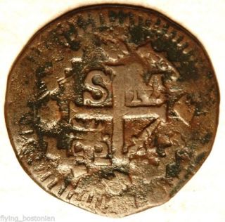 Colombia (santa Maria) Copper 1/4 Real 1820 Royalist Siege Coinage (rare) photo