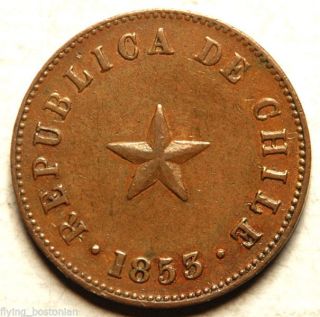 Chile Copper Half 1/2 Centavo 1853 (scarce This) photo