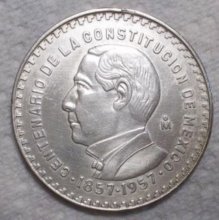1957 Mexico Peso Km 458.  100 Silver Coin photo