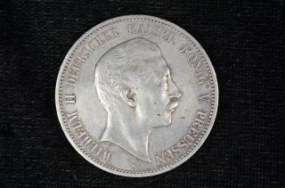 1893 German Prussia 5 Mark Silver Coin - Funf Mark - Edge Inscription photo