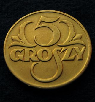 Poland / Iirp ● 5 Groszy 1923 ● Brass ● 3 G ● Ø 20 Mm photo