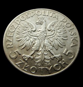 Poland / Iirp ● 5 Zlotych 1934 ● Silver.  750 ● 11 G ● Ø 28 Mm photo