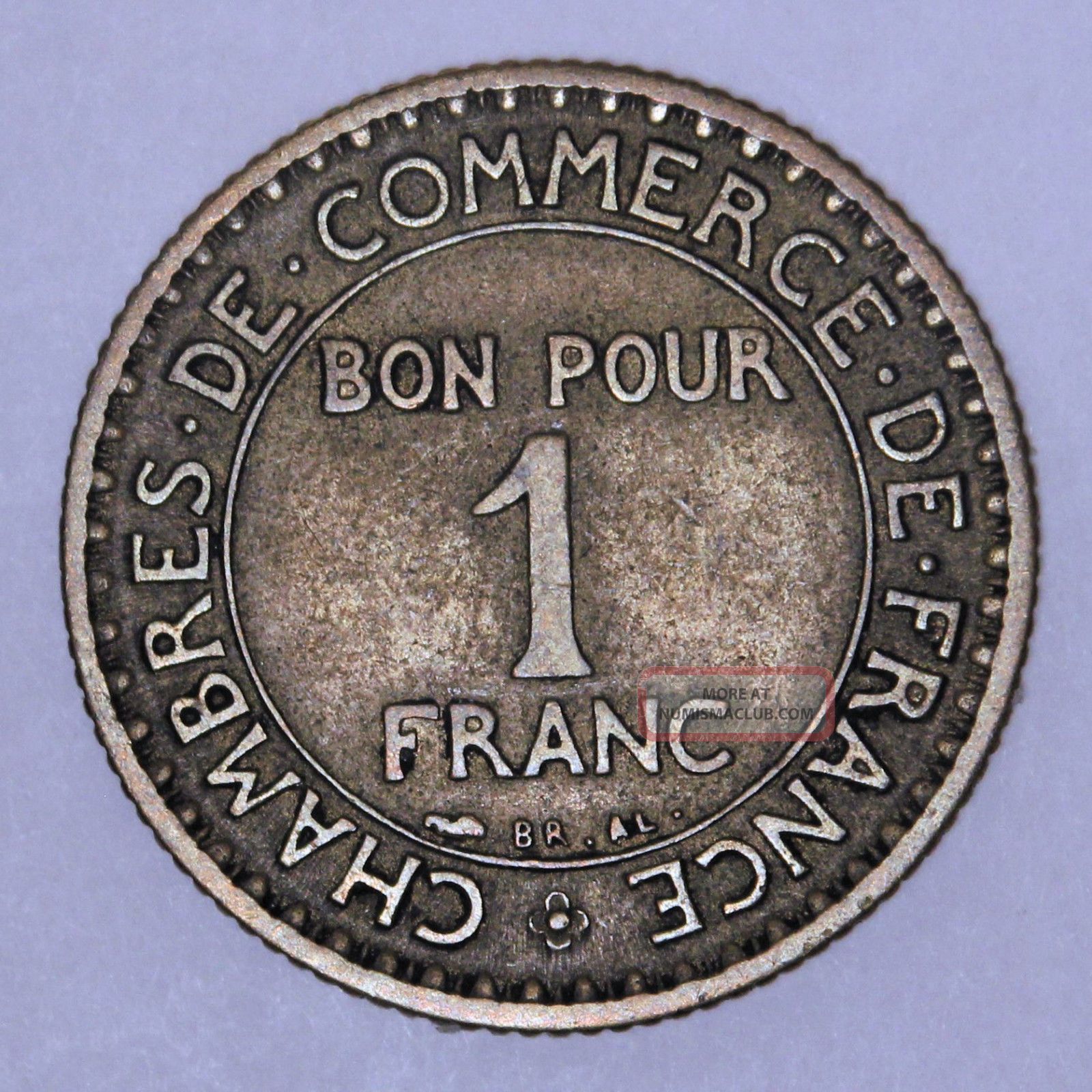 1921 France 1 Franc Coin