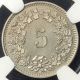 Switzerland 1882 5 Rappen Ngc Ms - 65 Sharp Bright Lustrous Only 2 Graded Higher Europe photo 1