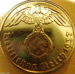 Nazi German 5 Reichspfennig 1937 - A Coin Third Reich Eagle Swastika Wwii photo