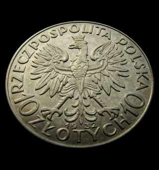 Poland / Iirp ● 10 Zlotych 1932 (london) ● Silver.  750 ● 22 G ● Ø 34 Mm photo