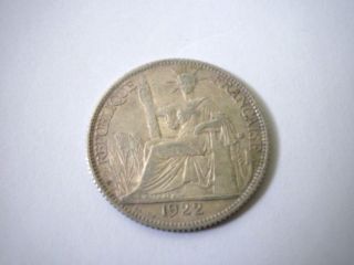 1922 French Indo - China Silver 20 Cents photo