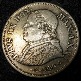 Silver Vatican,  Pope Pius Ix,  1867 R 10 Soldi Choice Circulated,  Rome photo