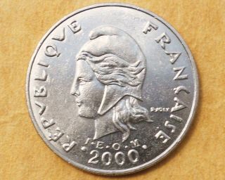Caledonia 2000 Nickel 20 Francs Coin Km 12 photo