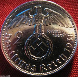 Nazi German 2 Reichsmark Silver 1938 - A Coin Third Reich Eagle Swastika photo