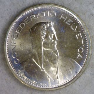 Switzerland 5 Francs 1967 Silver Swiss Bu Coin (stock 0069) photo