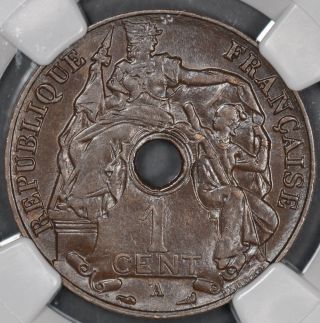 1921 - A Ngc Ms65bn French Indo - China Cent photo