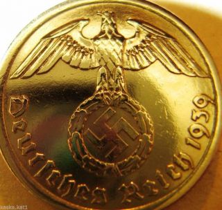 Nazi German 10 Reichspfennig 1939 - A Coin Third Reich Eagle Swastika Wwii photo