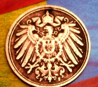 Xx - Rare 1906 - F German Empire Reich 1 Pfennig Copper Germany Coin Antique photo