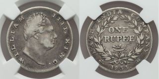 1835 - B Silver Coin East India Company One Rupee Issue Great Britain ' S William Iv photo