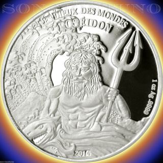 2014 Poseidon 1oz Silver Coin First Of Series Only 3500 Burkina Faso Africa photo