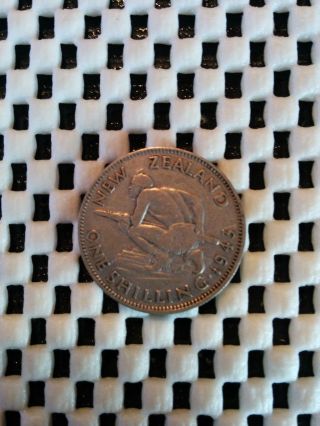 1943 Zealand Silver Shilling Coin photo